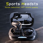 TWS Bluetooth Écouteur IPX7 Étanche Sport Sans Fil Casque Réduction Du Bruit Oreille Crochet Oreillettes avec Microphone HIFI Casques-Noir