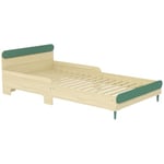 AIYAPLAY Lit Enfant lit au Sol Enfant 90x190 cm avec barrière de sécurité, sommier à Lattes Inclus, pour garçons et Filles de 3 à 10 Ans - Vert