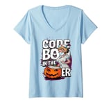 Womens Code Boo In The Er Crew Ghost Boo-jee Nurse Halloween V-Neck T-Shirt