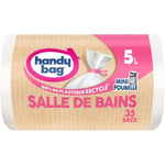 Handy bag sacs poubelle salle de bains à lien 5l, 80% de plastiq ue recyclé, 1 rouleau de 35 sacs