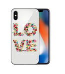 Coque Iphone X love fleur multi transparente