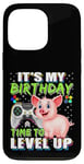 Coque pour iPhone 13 Pro It's My Birthday Pig Time to Level Up Jeu vidéo