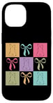 Coque pour iPhone 14 Silhouette de lapin Couleurs pastel Blocs de Pâques