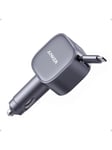 Anker Nano Car Charger (75W USB-C Port Built-In Retractable USB-C Cable) - Grey