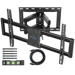 BONTEC Universal TV Wall Bracket for 37-86 Inch Flat and Curved TVs up to 65kg, Swivels Tilts Extends Double Arm Full Motion TV Wall Mount, Max VESA 600x400mm, Drilling Template Included