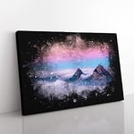 Big Box Art Clouds Over The Swiss Mountains Paint Splash Canvas Wall Art Print Ready to Hang Picture, 76 x 50 cm (30 x 20 Inch), White, Blue, Grey, Lavender