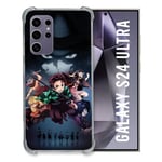 Cokitec Coque Renforcée pour Samsung Galaxy S24 Ultra Manga Demon Slayer Noir