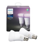 Philips Hue Ambience A60 B22, Twin Pack, White & Colour Light, 16m Colours, Dimm