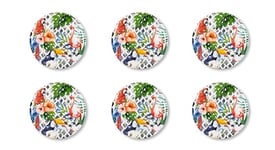 Excelsa Tropical Lot de 6 assiettes à pizza, porcelaine, diamètre 31 cm, multicolore