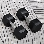 Homcom Hex Dumbbell Rubber Weights Set 2 x 10 kg