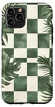 Coque pour iPhone 11 Pro Vert Classique Tropical Carreaux Vert Sauge Blanc Vintage