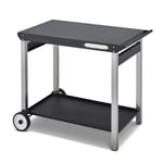 Chariot pour plancha BRASERO Aliza - Acier Inox - 2 niveaux de rangements - Noir et Gris