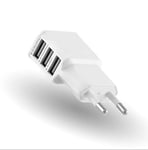 Adaptateur Secteur USB pour ALCATEL 1C 2019 Smartphone Tablette Triple Prise Murale 3 Ports Courant AC Chargeur Blanc