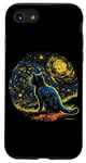 Coque pour iPhone SE (2020) / 7 / 8 Chat noir Van Gogh Nuit étoilée Propriétaire Chat Maman Papa