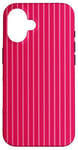 Coque pour iPhone 16 Rose vif rayé girly esthétique Preppy Stripe