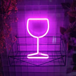 Vinglas Neon Skyltar, USB eller 3-AA Batteridriven Neonljus, LED-lampor Bordsdekoration, Flickors Sovrumsväggdekor, Barnens Födelsedagspresent (rosa)