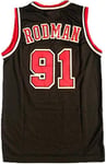 Hyzb Basketball Masculin Chicago Bulls 91 Rodman Jersey Dennis Jersey Manches Retro Basket Gilet Shirt Costume de Basket-Ball for Les Hommes (Color : Black Vintage, Size : XL 185-195)