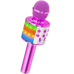 Ankuka Microphone sans Fil Karaoké, Micro Karaoke Enfant avec Lumières LED de Danse, Microphone Bluetooth pour Enfants Fille Garcon pour Fête Chanter Idée Cadeau de Noël Anniversaire Purple