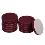 12pcs Scrubber Scouring Pads 500 Grits 3 Inch Drill Power Brush, Dark Red