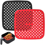 NK 2pcs Revêtements en Silicone Antiadhésifs pour Friteuse à Air - Accessoires pour Friteuse sans Huile, Non-Stick, AirFryer, Papier sulfurisé (Carré 21,5cm)