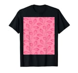 Climbing Vine Leaves In Girly Pink On Pink T-Shirt