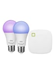 Adurosmart LED-lyspære Startpakke 2 E27 RGB + Bridge 16mill. farver 2200-6500k ZigBee E27