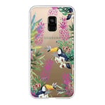 Evetane - Coque Silicone Compatible Samsung Galaxy A8 2018 - Protection Intégrale 360, Fine et Transparente - Coque Avant & Arrière - Haute Résistance - Jungle Tropicale