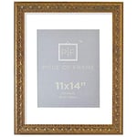 Golden State Art, 11x14 Ornate Finish Photo Frame, with White Mat for 8x10 Picture & Real Glass, Color: Bronze