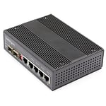 StarTech.com Switch Gigabit Ethernet Industriel 6 Ports - 4 PoE RJ45 + 2 Slots SFP 30W PoE+ 12-48VDC 10/100/1000 - Switch LAN Power Over Ethernet Robuste -40C à 75C - Montage DIN (IES1G52UP12V)