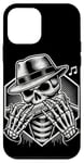 Coque pour iPhone 12 mini Squelette amusant jouant harmonica joueur crâne blues musicien