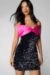 Bow Detail Sequin Mini Dress