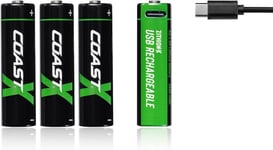 Coast AA USB-C Oppladbare Batteri 1.5V 2400mAh(4)