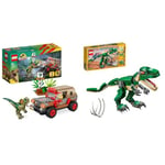 LEGO 76958 Jurassic Park Dilophosaurus Ambush Dinosaur Toy for Boys, Girls, Kids 6 Plus Years Old & 31058 Creator Mighty Dinosaurs Toy, 3 in 1 Model, Triceratops and Pterodactyl Dinosaur Figures
