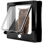 Chatière pour Chat, Chatière Magnétique à 4 Voies pour Chats et Petit Chiens, Porte pour Animaux Coulissant Manuel(Noir,XL)