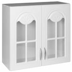 Tendencio - Meuble De Cuisine Haut 2 Portes Vitrines 80 Cm Dina Mélaminé Avec 1 Étagère Blanc