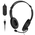 ZETONG Stereo Computer Headset, USB Headsets with Microphone Over Ear,Lightweight PC Headset In-line Control for School,Business Skype,Office Computer, MS team