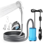 AUTOPkio Douche de Camping 12V, Kit Douche Portable de Extérieur avec Pompe pour Camping-Car, Voyage, Lavage de Voiture (Bleu, sans pulvérisateur)