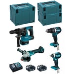 MAKITA Kit MK407RTJ (DHR243 DHP484 DTD153 DGA504 2 x 5,0 Ah DC18RC MAKPAC 2 MAKPAC 3 MAKPAC 4)