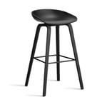 HAY About a Stool 32 High barstol svart ekstativ 2.0 Svart-svart stålstöd