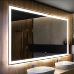 Moderne Miroir avec led Illumination Salle de Bain 120x70 cm sur Mesure led Lumineux Miroir avec Éclairage intégré Interrupteur Tactile LED001