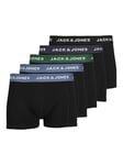 JACK& JONES Boxer Shorts 5-Pack Essential Trunks Briefs Logo Printed Design Solid JACS, Colours:Blue, Pant Size:M