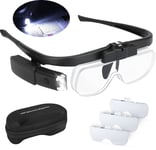 Lunette Loupe Eclairante LED 2 Lumières Loupe Serre-Tête pour Lecture Précisi...