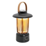 AuRiver Lampe de Camping LED, Lanterne Camping USB Rechargeable avec Lampe de Poche, 3 modes d'éclairage, Lampe Lamping pour Chambre à Coucher Couloir Jardin Randonnée Urgence (Noir-1)