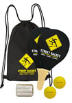 Schildkröt Funsports Street Racket Set, 2 raquettes, 2 balles en mousse, 3 craies, sac de transport, noir-jaune, 970115