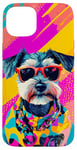 Coque pour iPhone 15 Plus Figurine schnauzer miniature tendance et colorée Pop Art