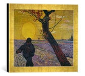 kunst für alle 'Encadré Image de Vincent Van Gogh Sämann pour Les untergehender Soleil, Impression d'art dans Le Cadre de Haute qualité Photos Fait Main, 40 x 30 cm, Doré Raya