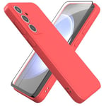 HHUIWIND Coque pour Samsung Galaxy S23 FE 5G (6,4") avec Verre Trempé écran Protecteur,Anti-Scratch Étui Silicone TPU Case Cover pour Samsung Galaxy S23 FE 5G - Rouge