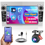 Hikity Carplay sans Fil pour Opel Corsa Astra Antara Vectra Zafira Android Autoradio Bluetooth avec GPS RDS Écran Tactile Commande au Volant Caméra de Recul Poste Radio Voiture pour Opel 2+64GB