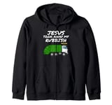 Jesus Took Away My Rubbish, Bin Lorry, Church Pastor Funny Zip Hoodie