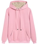 Maeau - Femme Hiver Sweatshirt Polaire Laine de Mouton Sweat à Capuche Manches Longues avec Poches Pull Top Chaud Sport Manteau - Rose - S